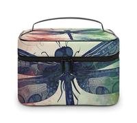 LDGSUPH Modern Dragonfly Makeup Bag with Handle Portable Travel Toiletry Bag Lightweight Waterproof Cute Cosmetics Storage Bags Large Fashion Makeup Case Organizer For Women