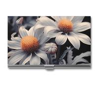 LDGSUPH Modern Floral Painting Business Card Holder Minimalist Wallet RFID Blocking Credit Cards Holder Slim Name Cards Holders Compact Aluminum Alloy Business Card Case for Adult