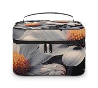 LDGSUPH Modern Floral Painting Makeup Bag with Handle Portable Travel Toiletry Bag Lightweight Waterproof Cute Cosmetics Storage Bags Large Fashion Makeup Case Organizer For Women