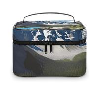 LDGSUPH Mountains Makeup Bag with Handle Portable Travel Toiletry Bag Lightweight Waterproof Cute Cosmetics Storage Bags Large Fashion Makeup Case Organizer For Women