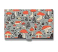 LDGSUPH Mushroom Business Card Holder Minimalist Wallet RFID Blocking Credit Cards Holder Slim Name Cards Holders Compact Aluminum Alloy Business Card Case for Adult