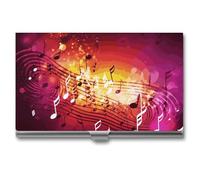 LDGSUPH Music Notes Business Card Holder Minimalist Wallet RFID Blocking Credit Cards Holder Slim Name Cards Holders Compact Aluminum Alloy Business Card Case for Adult