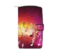 LDGSUPH Music Notes Leather Long Wallet Adult Travel Zipper Long Purse Multi-functional Credit Card Holder 12 Card Slot
