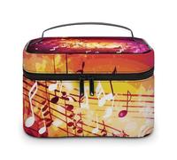 LDGSUPH Music Notes Makeup Bag with Handle Portable Travel Toiletry Bag Lightweight Waterproof Cute Cosmetics Storage Bags Large Fashion Makeup Case Organizer For Women