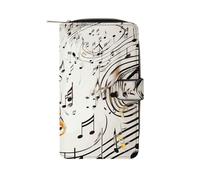 LDGSUPH Music Notes Print Leather Long Wallet Adult Travel Zipper Long Purse Multi-functional Credit Card Holder 12 Card Slot
