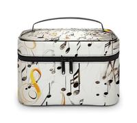 LDGSUPH Music Notes Print Makeup Bag with Handle Portable Travel Toiletry Bag Lightweight Waterproof Cute Cosmetics Storage Bags Large Fashion Makeup Case Organizer For Women
