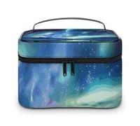 LDGSUPH Northern Lights Makeup Bag with Handle Portable Travel Toiletry Bag Lightweight Waterproof Cute Cosmetics Storage Bags Large Fashion Makeup Case Organizer For Women