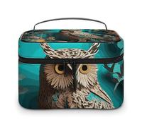LDGSUPH Owl Makeup Bag with Handle Portable Travel Toiletry Bag Lightweight Waterproof Cute Cosmetics Storage Bags Large Fashion Makeup Case Organizer For Women