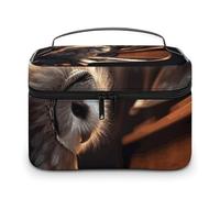 LDGSUPH Owl Plays Piano Makeup Bag with Handle Portable Travel Toiletry Bag Lightweight Waterproof Cute Cosmetics Storage Bags Large Fashion Makeup Case Organizer For Women