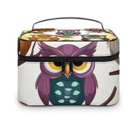 LDGSUPH Owls Birds Makeup Bag with Handle Portable Travel Toiletry Bag Lightweight Waterproof Cute Cosmetics Storage Bags Large Fashion Makeup Case Organizer For Women