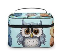 LDGSUPH Owls on A Branch Makeup Bag with Handle Portable Travel Toiletry Bag Lightweight Waterproof Cute Cosmetics Storage Bags Large Fashion Makeup Case Organizer For Women