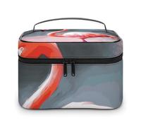 LDGSUPH Painting Flamingo Makeup Bag with Handle Portable Travel Toiletry Bag Lightweight Waterproof Cute Cosmetics Storage Bags Large Fashion Makeup Case Organizer For Women