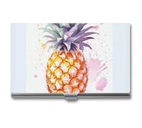 LDGSUPH Pineapple Business Card Holder Minimalist Wallet RFID Blocking Credit Cards Holder Slim Name Cards Holders Compact Aluminum Alloy Business Card Case for Adult