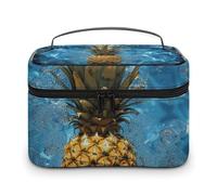 LDGSUPH Pineapple in The Pool Makeup Bag with Handle Portable Travel Toiletry Bag Lightweight Waterproof Cute Cosmetics Storage Bags Large Fashion Makeup Case Organizer For Women
