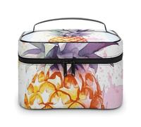 LDGSUPH Pineapple Makeup Bag with Handle Portable Travel Toiletry Bag Lightweight Waterproof Cute Cosmetics Storage Bags Large Fashion Makeup Case Organizer For Women
