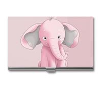 LDGSUPH Pink Elephant Business Card Holder Minimalist Wallet RFID Blocking Credit Cards Holder Slim Name Cards Holders Compact Aluminum Alloy Business Card Case for Adult