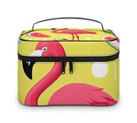 LDGSUPH Pink Flamingo And Watermelon Makeup Bag with Handle Portable Travel Toiletry Bag Lightweight Waterproof Cute Cosmetics Storage Bags Large Fashion Makeup Case Organizer For Women