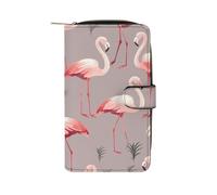 LDGSUPH Pink Flamingo Pattern Leather Long Wallet Adult Travel Zipper Long Purse Multi-functional Credit Card Holder 12 Card Slot