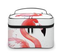 LDGSUPH Pink Flamingo Watercolor Makeup Bag with Handle Portable Travel Toiletry Bag Lightweight Waterproof Cute Cosmetics Storage Bags Large Fashion Makeup Case Organizer For Women