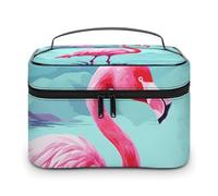 LDGSUPH Pink Flamingos Makeup Bag with Handle Portable Travel Toiletry Bag Lightweight Waterproof Cute Cosmetics Storage Bags Large Fashion Makeup Case Organizer For Women