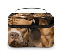 LDGSUPH Pitbull Dogs Makeup Bag with Handle Portable Travel Toiletry Bag Lightweight Waterproof Cute Cosmetics Storage Bags Large Fashion Makeup Case Organizer For Women