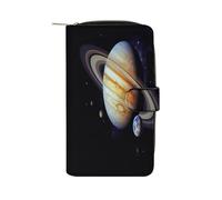 LDGSUPH Planet Jupiter Leather Long Wallet Adult Travel Zipper Long Purse Multi-functional Credit Card Holder 12 Card Slot
