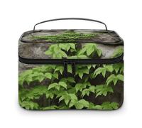 LDGSUPH Plant on Stone Wall Makeup Bag with Handle Portable Travel Toiletry Bag Lightweight Waterproof Cute Cosmetics Storage Bags Large Fashion Makeup Case Organizer For Women