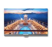 LDGSUPH Pool Party Cruise Ship Business Card Holder Minimalist Wallet RFID Blocking Credit Cards Holder Slim Name Cards Holders Compact Aluminum Alloy Business Card Case for Adult