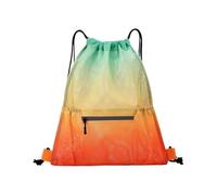 LDGSUPH Portable drawstring bag, breathable sports backpack for men and women, large capacity gym bag.(Orange green gradient,L)