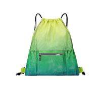 LDGSUPH Portable drawstring bag, breathable sports backpack for men and women, large capacity gym bag.(Yellow green gradient,L)