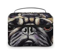 LDGSUPH Portrait Of Pug Makeup Bag with Handle Portable Travel Toiletry Bag Lightweight Waterproof Cute Cosmetics Storage Bags Large Fashion Makeup Case Organizer For Women