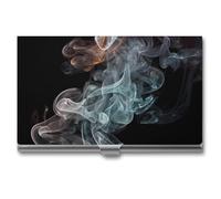 LDGSUPH Psychedelic Smoke Business Card Holder Minimalist Wallet RFID Blocking Credit Cards Holder Slim Name Cards Holders Compact Aluminum Alloy Business Card Case for Adult