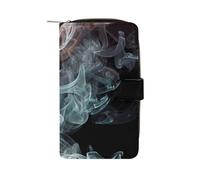 LDGSUPH Psychedelic Smoke Leather Long Wallet Adult Travel Zipper Long Purse Multi-functional Credit Card Holder 12 Card Slot