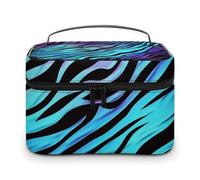 LDGSUPH Purple Blue Green Camouflage Zebra Stripes Makeup Bag with Handle Portable Travel Toiletry Bag Lightweight Waterproof Cute Cosmetics Storage Bags Large Fashion Makeup Case Organizer For Women
