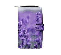 LDGSUPH Purple Lavender Leather Long Wallet Adult Travel Zipper Long Purse Multi-functional Credit Card Holder 12 Card Slot