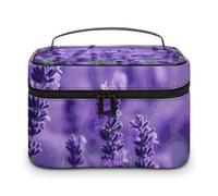 LDGSUPH Purple Lavender Makeup Bag with Handle Portable Travel Toiletry Bag Lightweight Waterproof Cute Cosmetics Storage Bags Large Fashion Makeup Case Organizer For Women