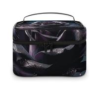 LDGSUPH Purple Rose2 Makeup Bag with Handle Portable Travel Toiletry Bag Lightweight Waterproof Cute Cosmetics Storage Bags Large Fashion Makeup Case Organizer For Women