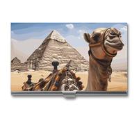 LDGSUPH Pyramid Camel Business Card Holder Minimalist Wallet RFID Blocking Credit Cards Holder Slim Name Cards Holders Compact Aluminum Alloy Business Card Case for Adult