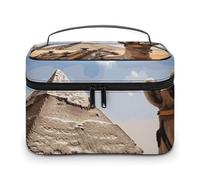 LDGSUPH Pyramid Camel Makeup Bag with Handle Portable Travel Toiletry Bag Lightweight Waterproof Cute Cosmetics Storage Bags Large Fashion Makeup Case Organizer For Women