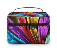 LDGSUPH Rainbow Butterfly Makeup Bag with Handle Portable Travel Toiletry Bag Lightweight Waterproof Cute Cosmetics Storage Bags Large Fashion Makeup Case Organizer For Women