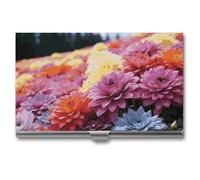 LDGSUPH Rainbow Flower Sea Business Card Holder Minimalist Wallet RFID Blocking Credit Cards Holder Slim Name Cards Holders Compact Aluminum Alloy Business Card Case for Adult