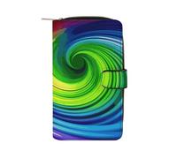 LDGSUPH Rainbow Spiral Leather Long Wallet Adult Travel Zipper Long Purse Multi-functional Credit Card Holder 12 Card Slot