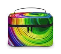 LDGSUPH Rainbow Spiral Makeup Bag with Handle Portable Travel Toiletry Bag Lightweight Waterproof Cute Cosmetics Storage Bags Large Fashion Makeup Case Organizer For Women