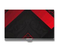 LDGSUPH Red Black Business Card Holder Minimalist Wallet RFID Blocking Credit Cards Holder Slim Name Cards Holders Compact Aluminum Alloy Business Card Case for Adult