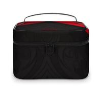 LDGSUPH Red Black Makeup Bag with Handle Portable Travel Toiletry Bag Lightweight Waterproof Cute Cosmetics Storage Bags Large Fashion Makeup Case Organizer For Women