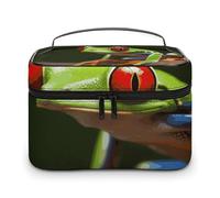LDGSUPH Red Eyes Tree Frogs Makeup Bag with Handle Portable Travel Toiletry Bag Lightweight Waterproof Cute Cosmetics Storage Bags Large Fashion Makeup Case Organizer For Women