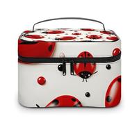 LDGSUPH Red Ladybug Makeup Bag with Handle Portable Travel Toiletry Bag Lightweight Waterproof Cute Cosmetics Storage Bags Large Fashion Makeup Case Organizer For Women