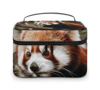 LDGSUPH Red Panda on Tree Branch Makeup Bag with Handle Portable Travel Toiletry Bag Lightweight Waterproof Cute Cosmetics Storage Bags Large Fashion Makeup Case Organizer For Women