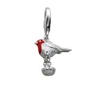 LDGSUPH Red Robin Bird Dangle Charm, 925 Sterling Silver Cute Charm Pendant Birthday, Anniversary, for Women Men