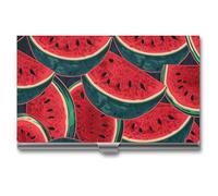 LDGSUPH Red Watermelon Business Card Holder Minimalist Wallet RFID Blocking Credit Cards Holder Slim Name Cards Holders Compact Aluminum Alloy Business Card Case for Adult